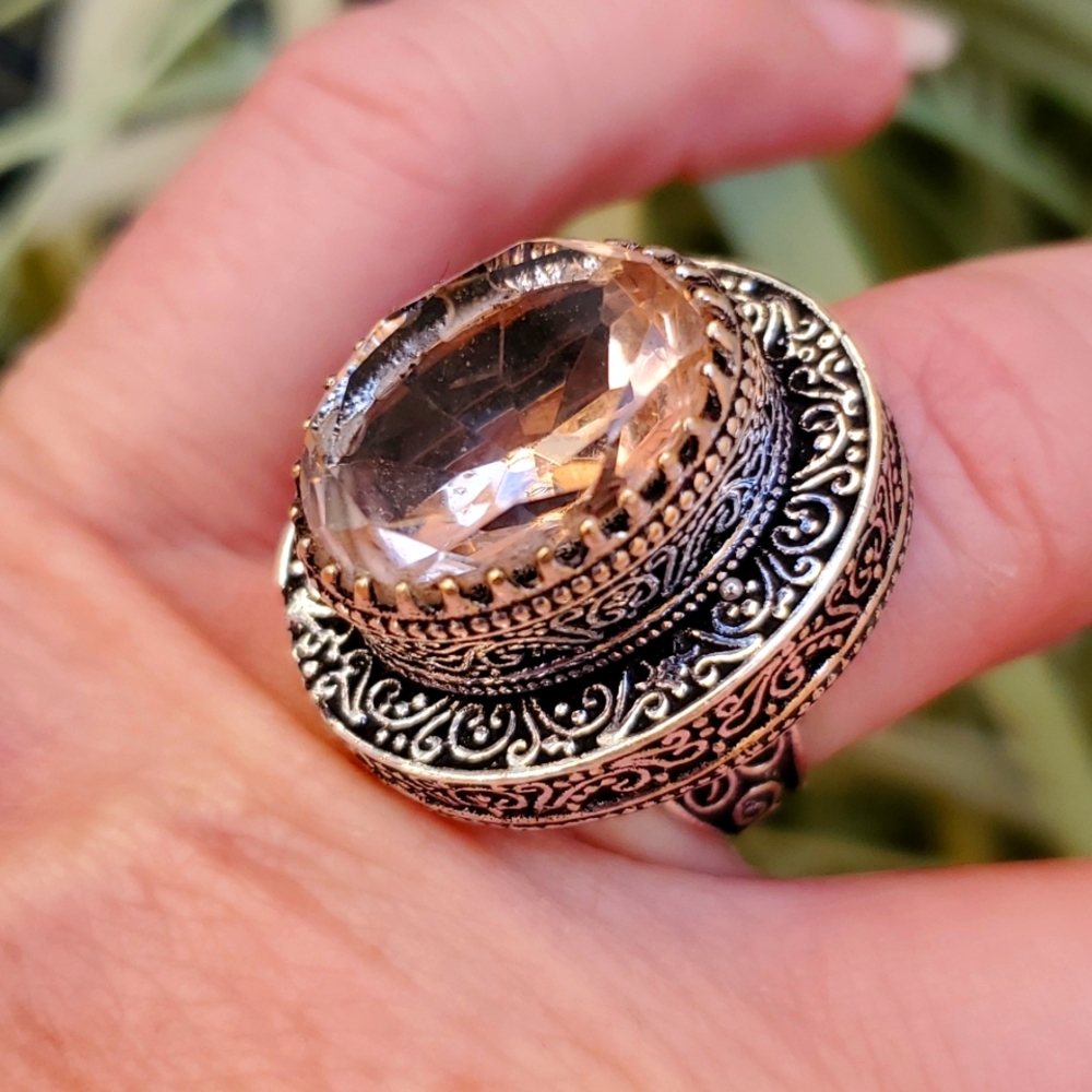 New Morganite Silver Statement Ring.